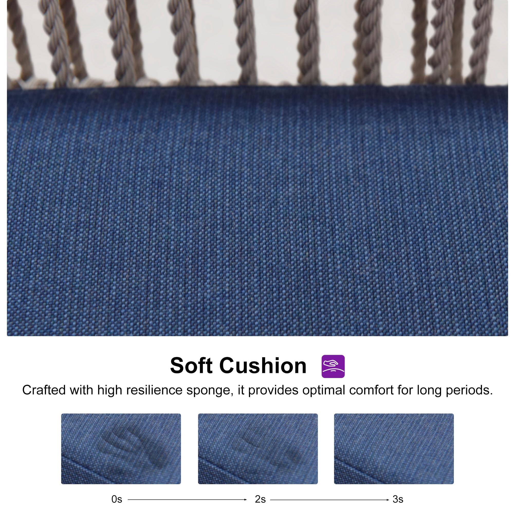 Soft Cushion  
Crafted with high resilience sponge, it provides optimal comfort for long periods.  

0s 2s 3s