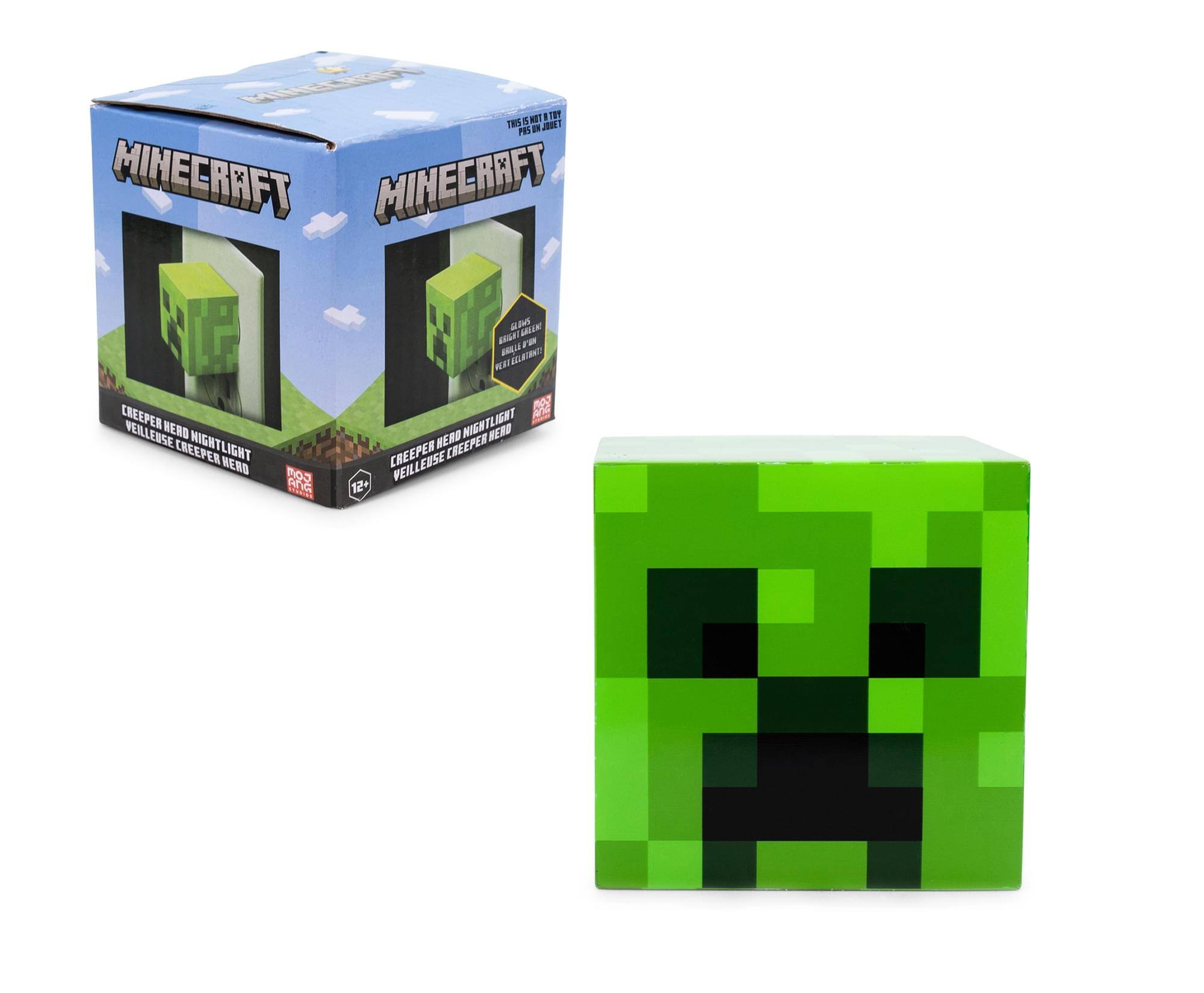 MINECRAFT  
CREEPER LED NIGHTLIGHT  
VEILLEUSE KEEPER NIGHTE LIGHT  

THIS IS A TOY  
NOT A TOY  
FOR AGES 12+  

CREEPER LED NIGHTLIGHT  
VEILLEUSE KEEPER NIGHTE LIGHT  

12+