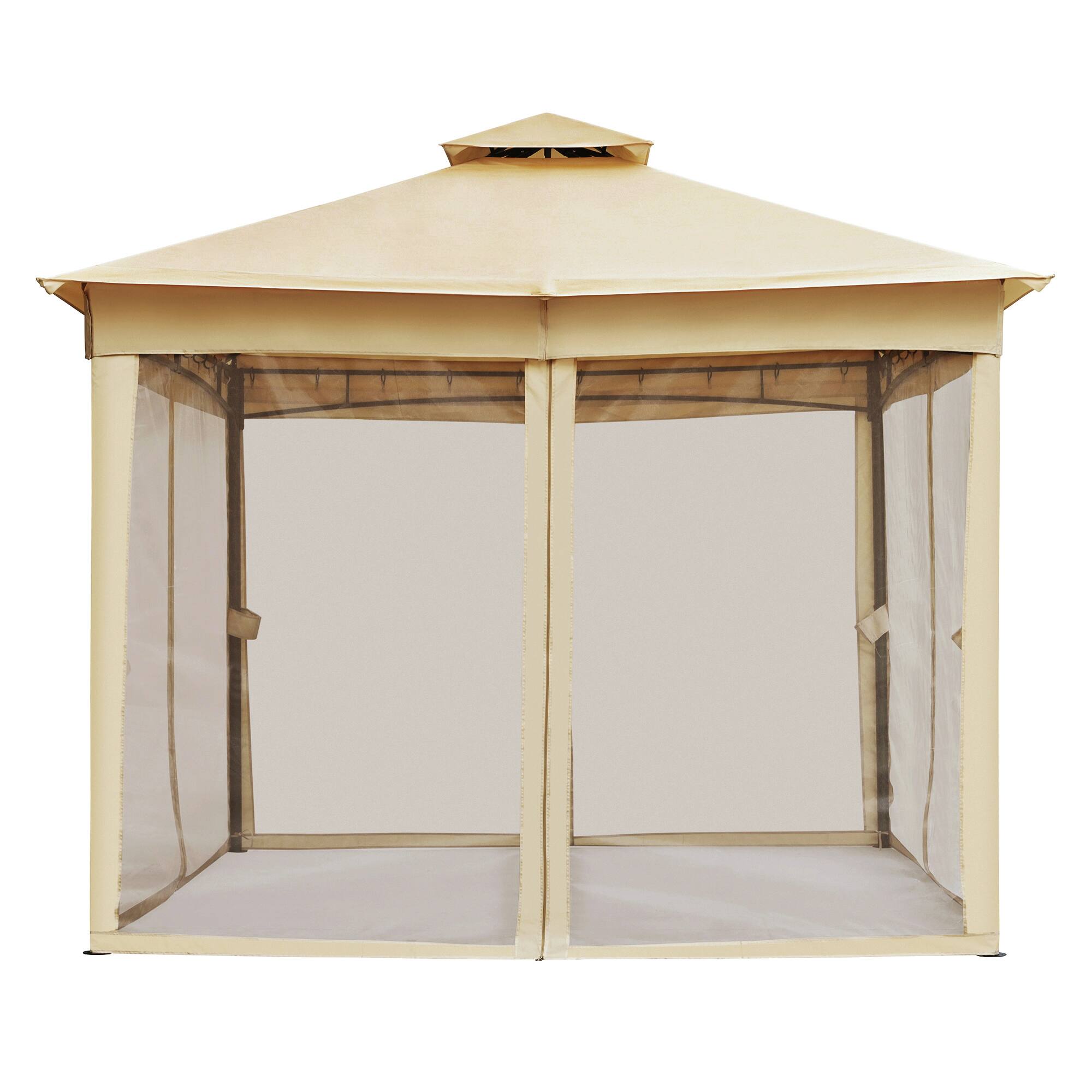 Alt View 5. APRILSOUL - TREXM 10x10 Outdoor Gazebo Tent Double Roofs Patio Gazebo Mosquito Netting Canopy Backyard Garden Beige - Beige.
