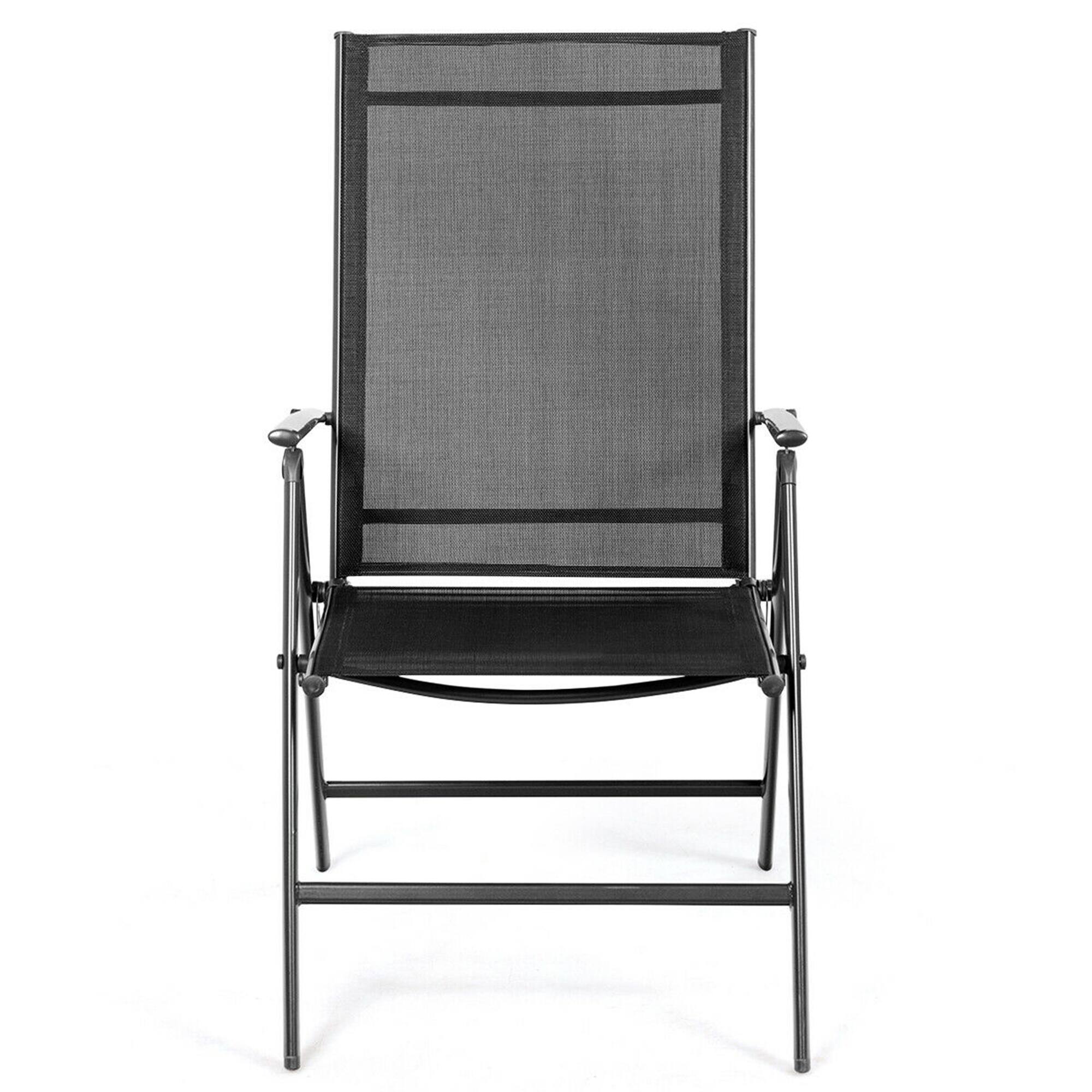 Alt View 5. Gymax - Gymax 2PCS Folding Chair Patio Garden Outdoor w/ Steel Frame Adjustable Backrest - Black.