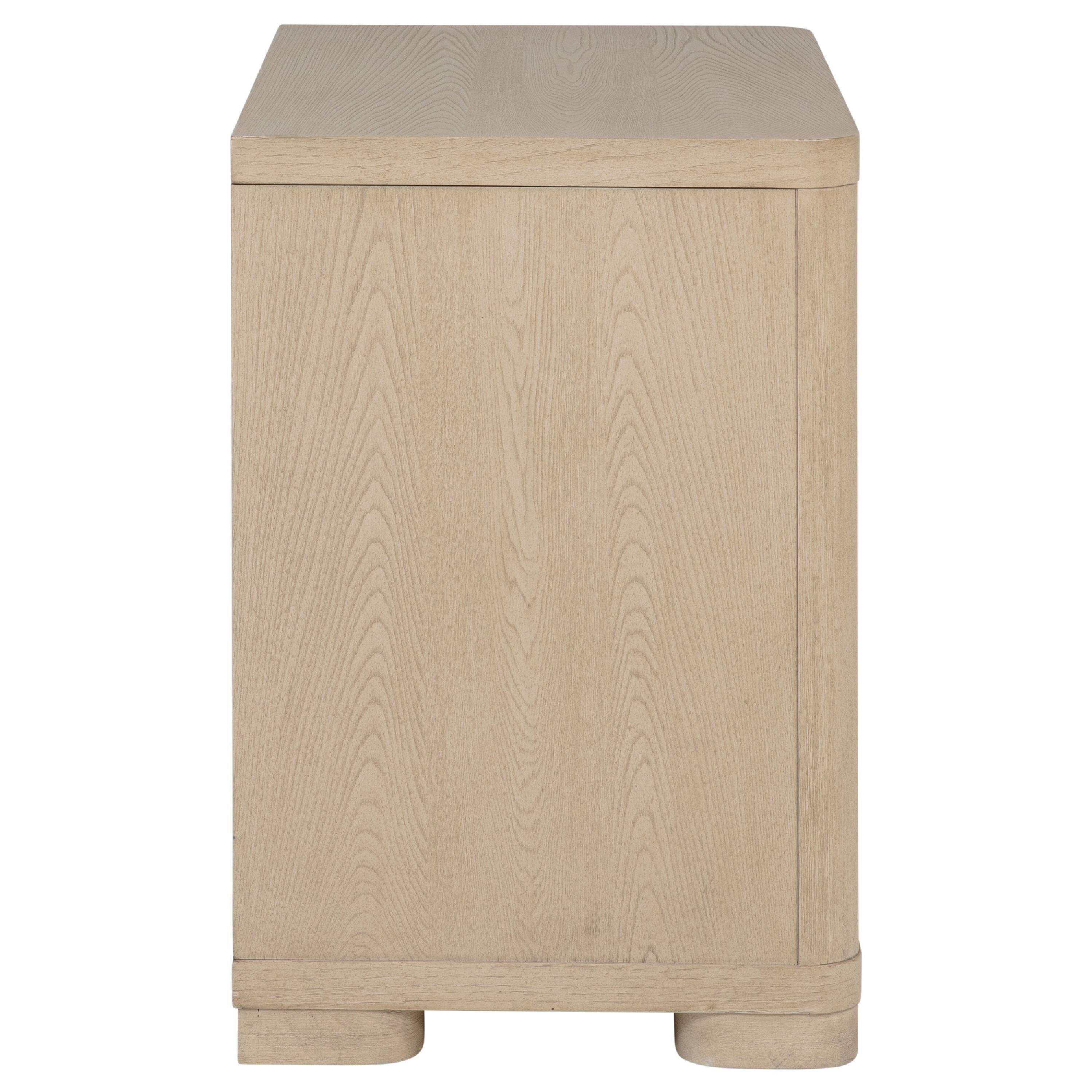 Alt View 5. Manhattan Lane - Saina Nightstand with 2 Drawers, Block Feet, Light Elm Wood 27 Inch - Light Elm Brown.