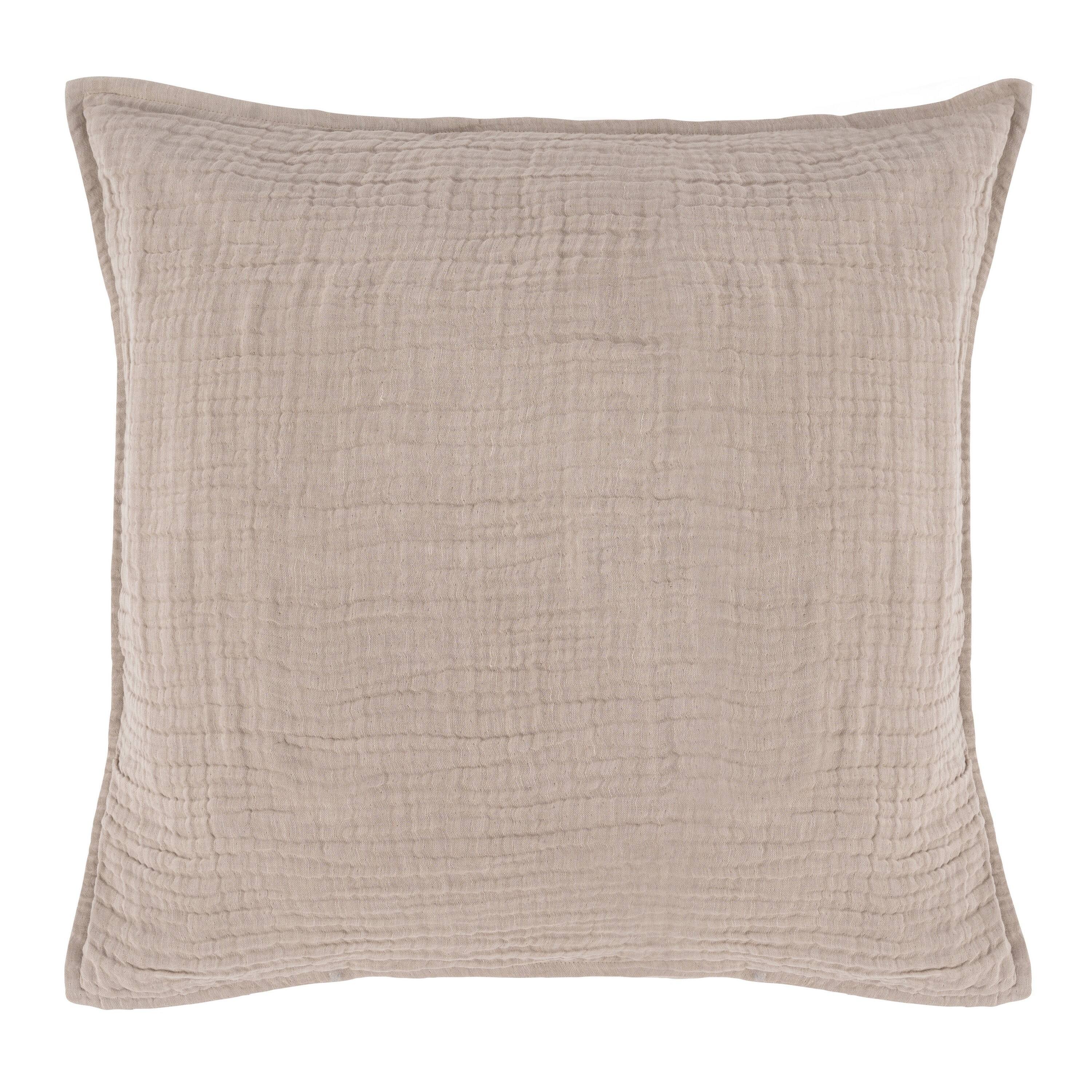Front. Manhattan Lane - Irma 26 Inch Euro Pillow Sham, Pre Shrunk,  Cotton Premium Linen - Brown.