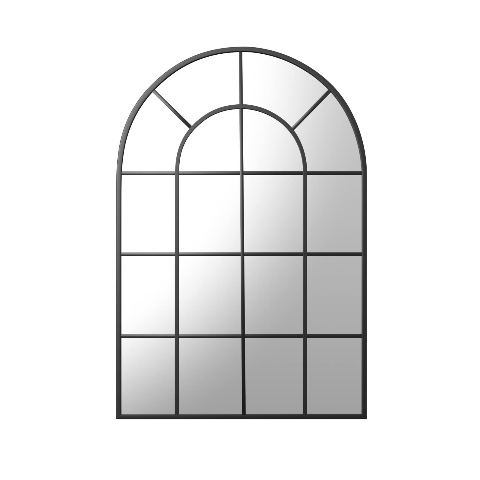 Alt View 2. Easly - Unique Black 24 in. W x 36 in. H Grid Arched Aluminum Alloy Frame Vanity Wall Mirror - Black.