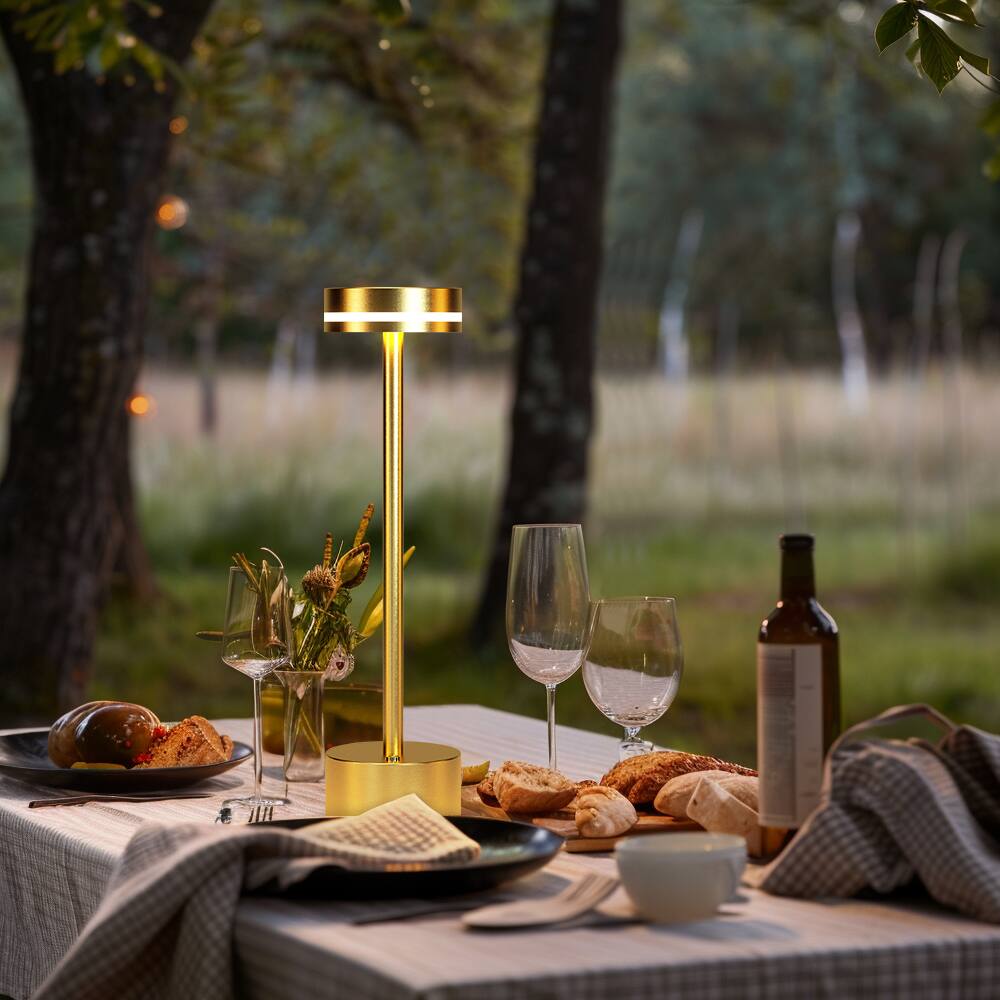 Alt View 3. ONEWISH - 2-Pack Gold Cordless LED Table Lamp – Rechargeable Touch Control Night Light, Perfect Holiday Home Décor & Gift - Gold.