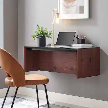 Front. Modway - Kinetic 38" Wall-Mount Office Desk by Modway - Black Cherry.