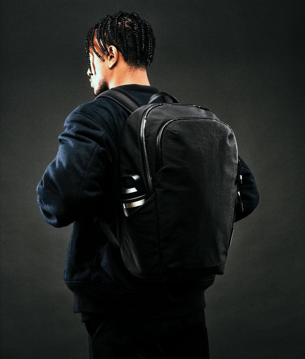 Angle. ALPAKA - ALPAKA Bravo Backpack 23L Laptop Backpack with 16" Sleeve Water-Resistant Travel Commuter Backpack - Black Axoflux 400D.