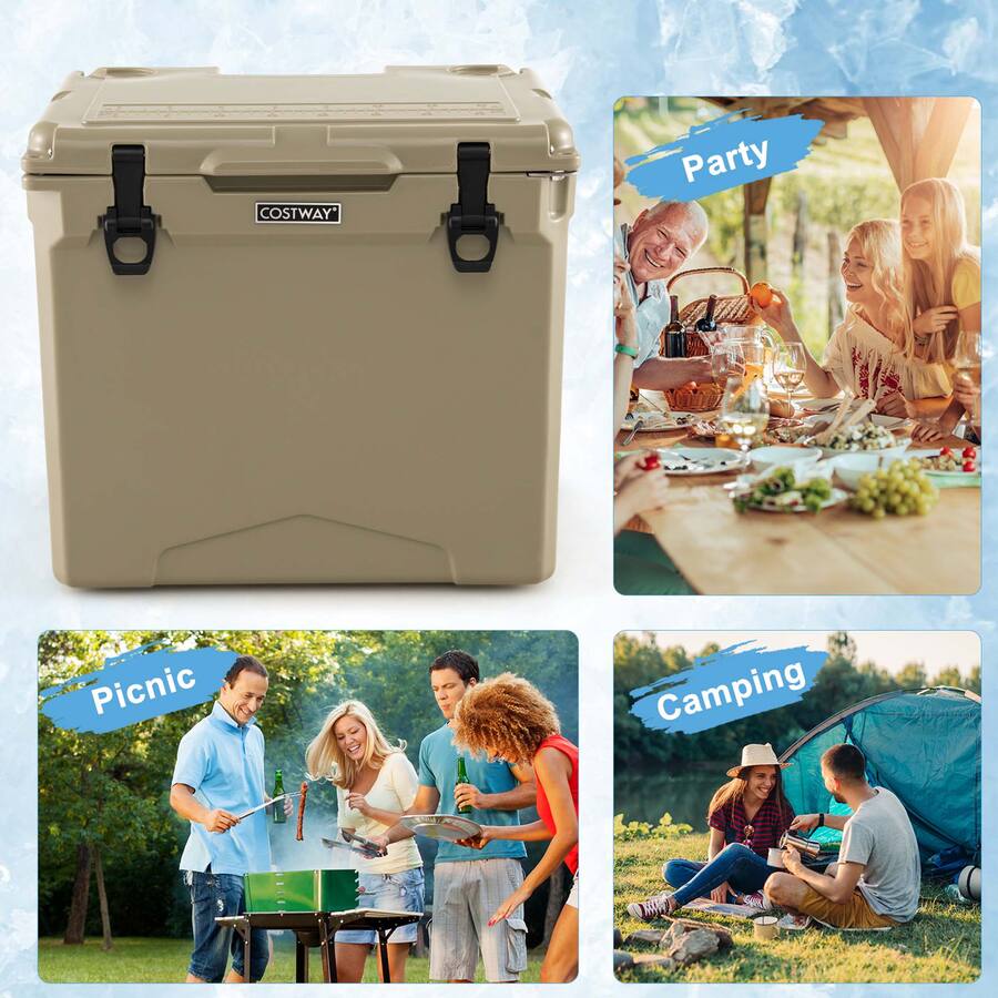 Costway 42 Qt Portable Cooler Roto Molded Ice Chest Insulated 5 7 Days ...