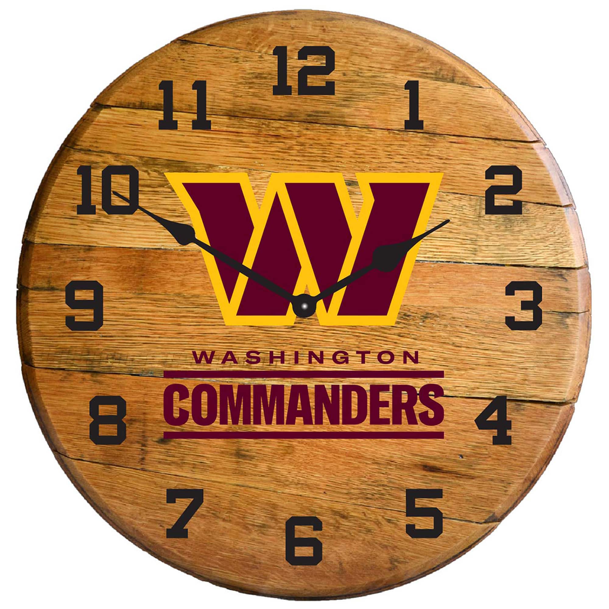 Imperial - Washington Commanders Oak Barrel Clock - Multicolor