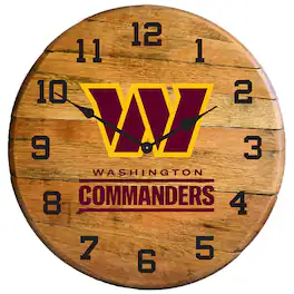 Imperial - Washington Commanders Oak Barrel Clock - Multicolor
