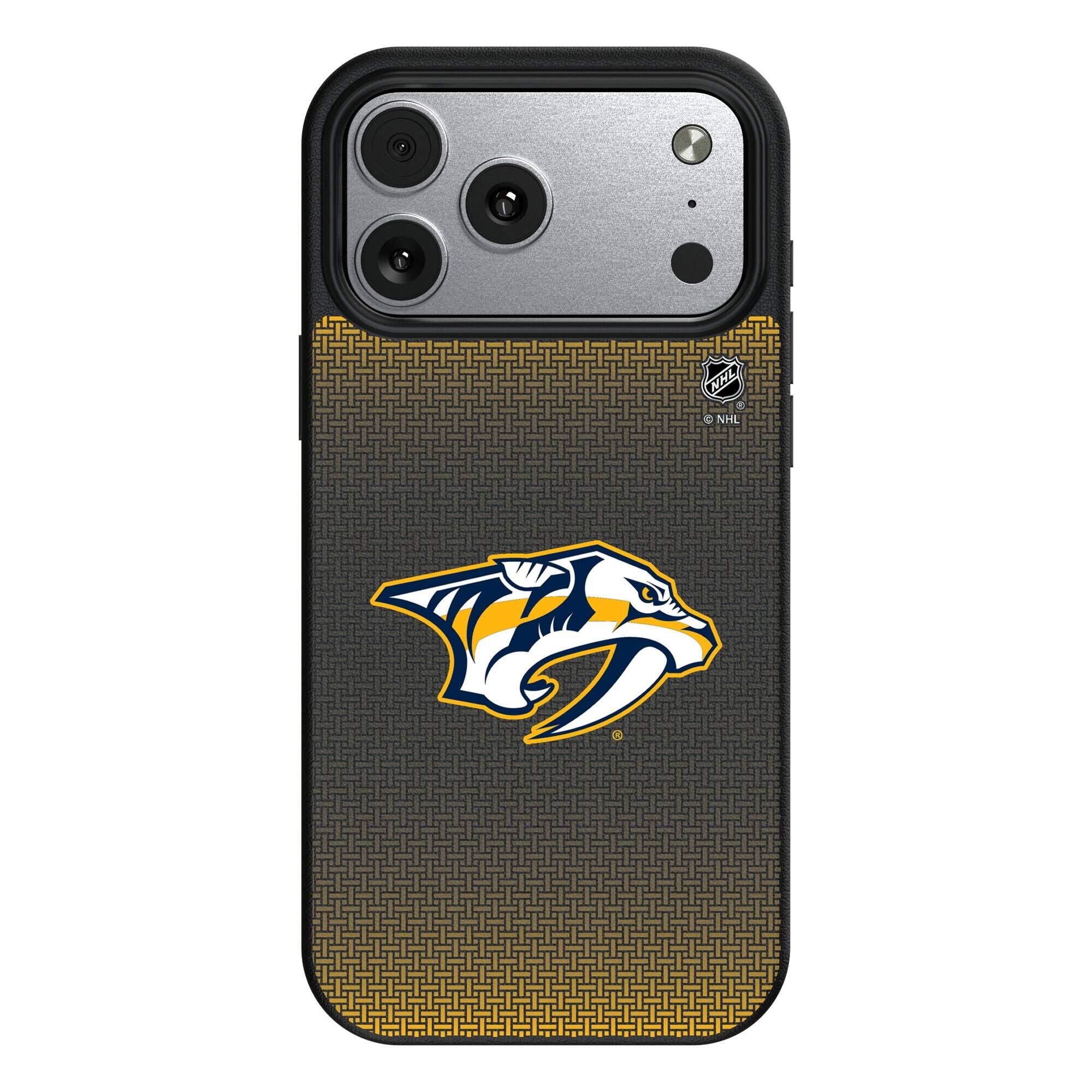 Front. Keyscaper - Nashville Predators Linen Logo iPhone Magnetic Bump Case - 17 Pro Max - Black.