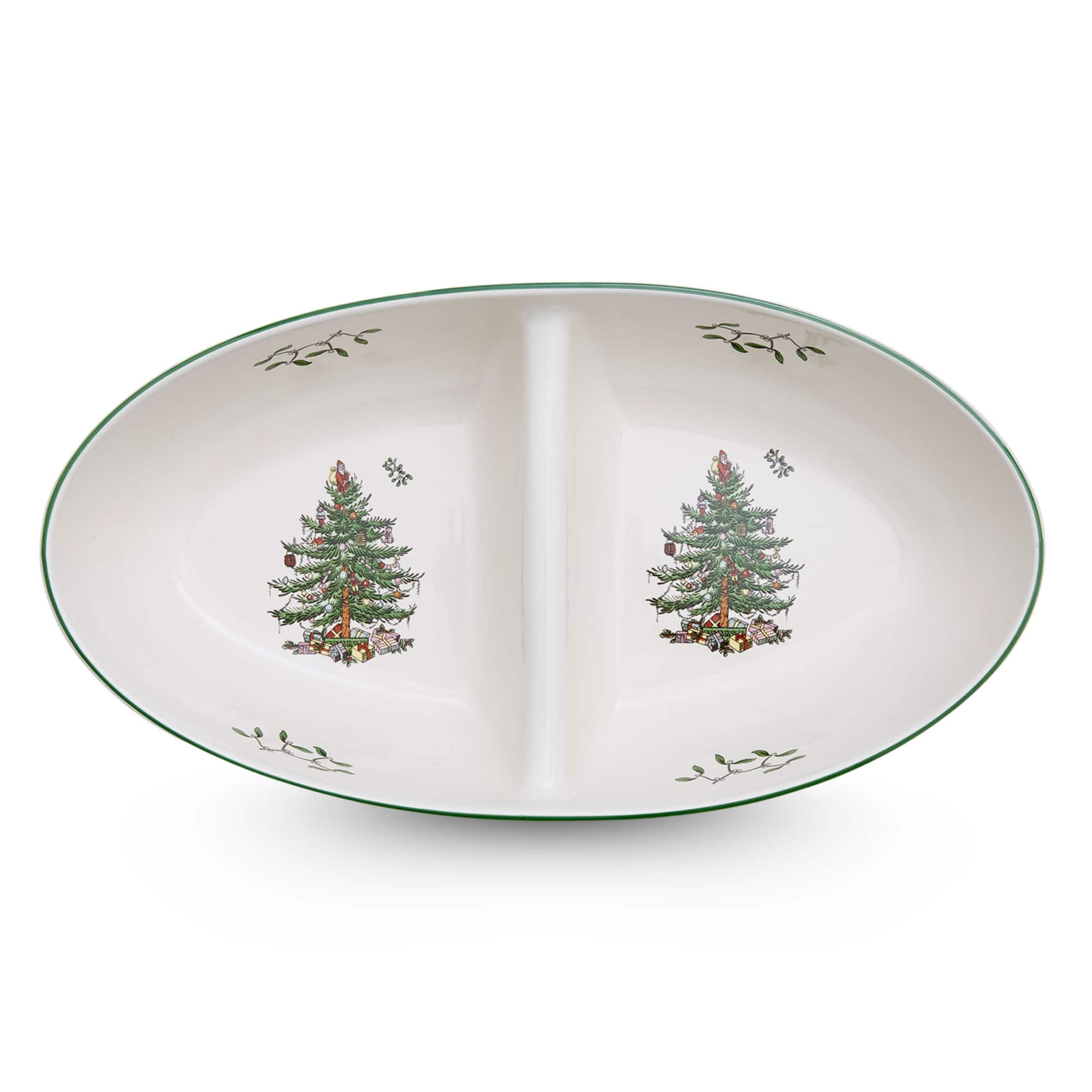 Spode - Christmas Tree Large Divided Server - Green - Multicolored