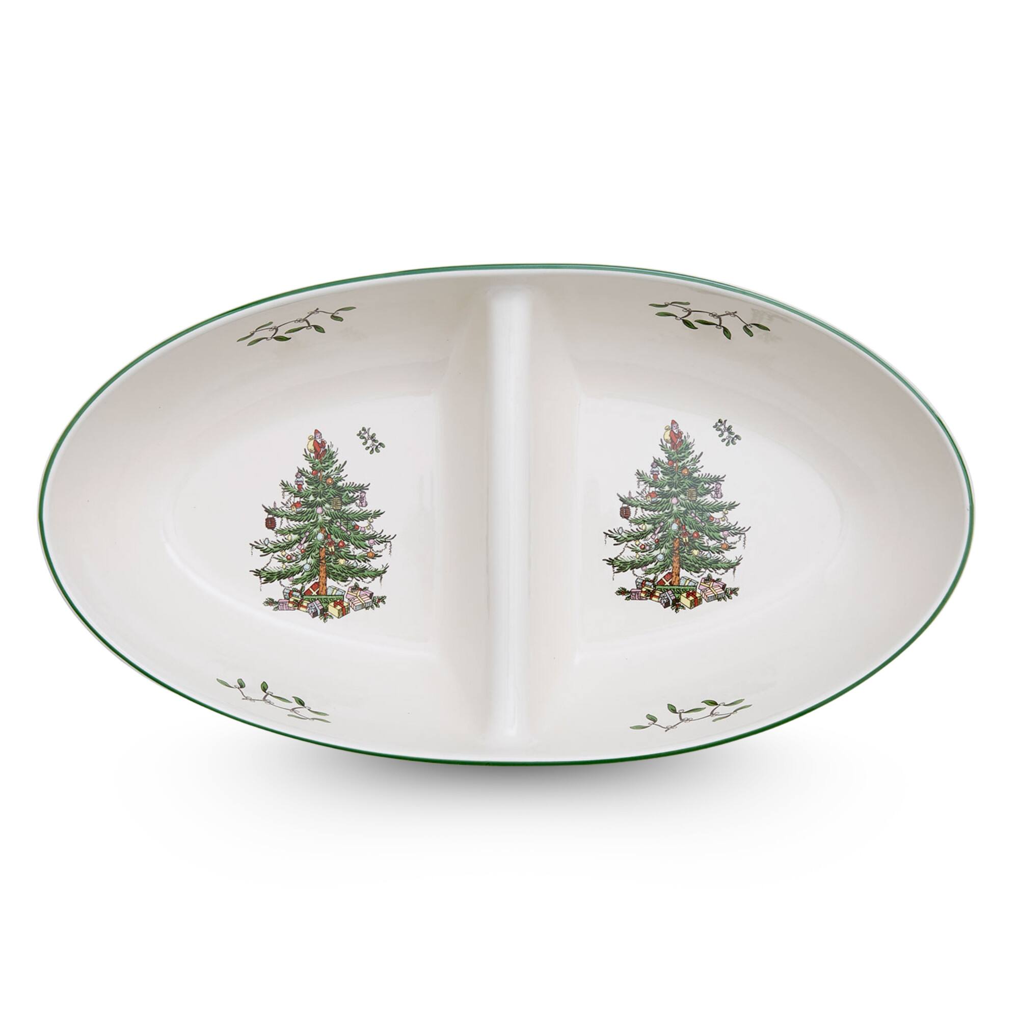 Front. Spode - Spode Christmas Tree Large Divided Server - Green - Multicolored.
