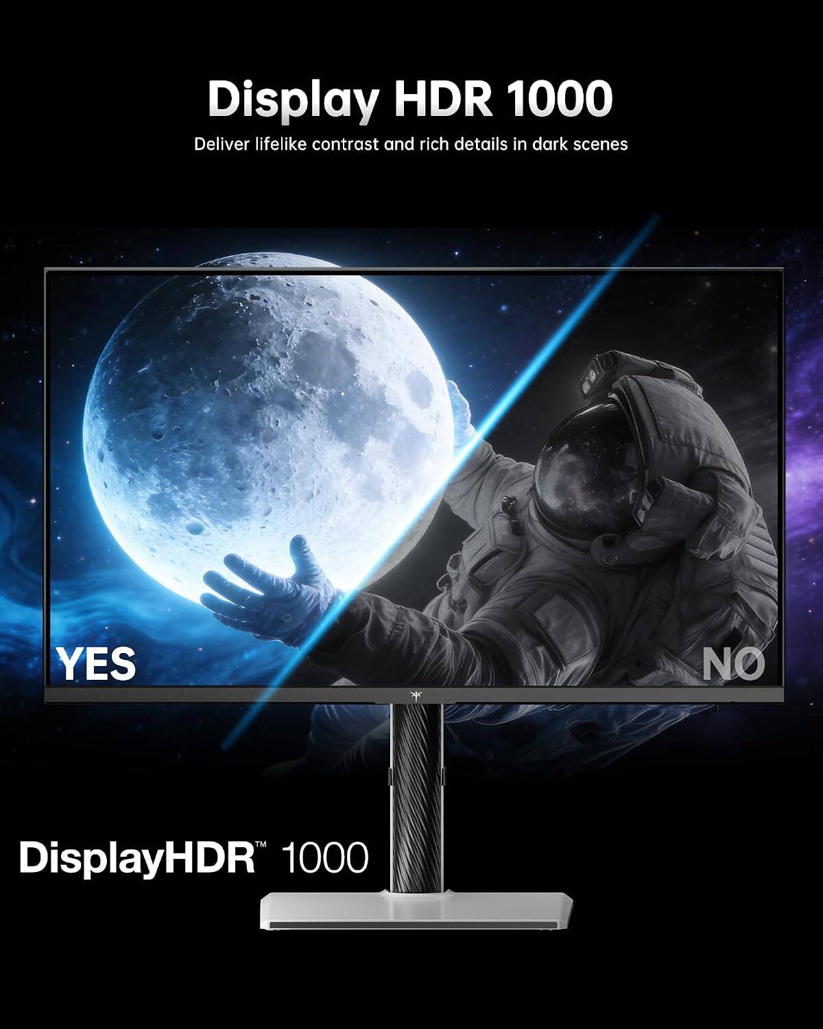 Display HDR 1000  
Deliver lifelike contrast and rich details in dark scenes  
YES  
NO  
DisplayHDR 1000