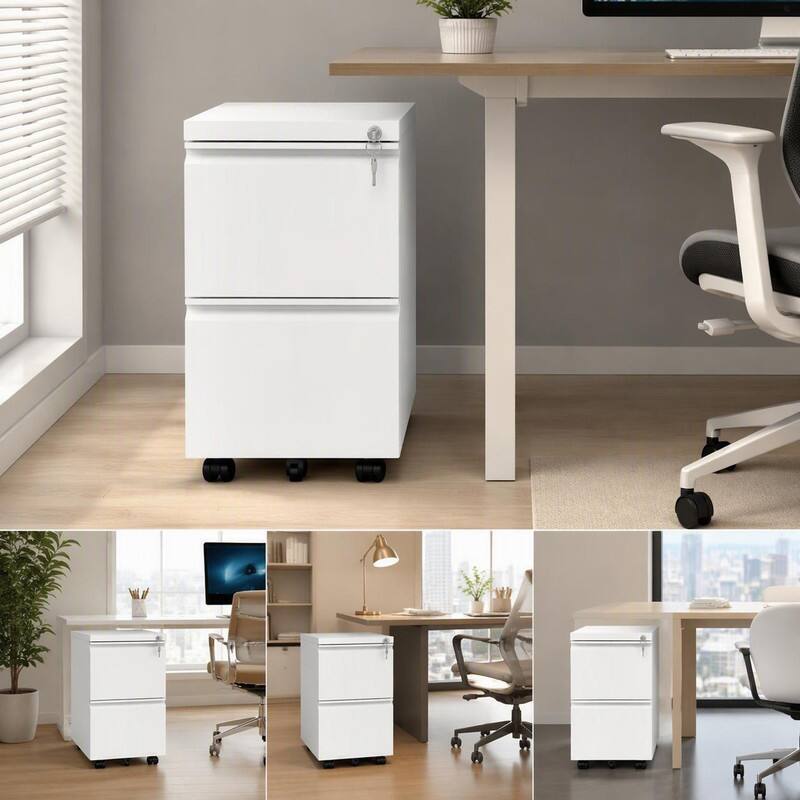Alt View 3. RYHNUYNE - 2 Drawer Metal  Mobile File Cabinet Rolling File Cabinet with Lock for   Home Office.