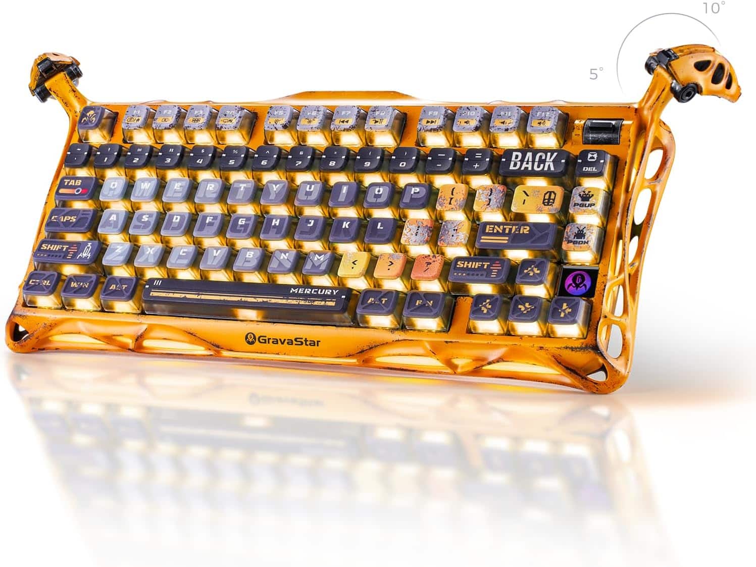 GravaStar - Mercury K1 Pro 75% Wireless Mechanical Gaming Keyboard_Special Edition - Battle-Worn Yellow