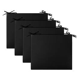 Peace Nest - Waterproof Outdoor Chair Cushions Set of 4 with Ties for Patio - 18.5x16x3" Square Corner - Black