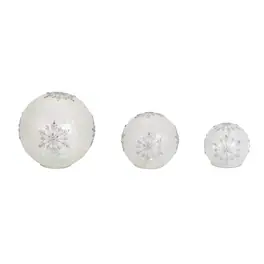 BreeBe - LED Frosted Snowflake Jewel Globe (Set of 3) - White, Silver