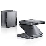 Aurzen - Tri-Fold Truly Mini Projector, Zero-Lag Focus, One-Click Screen Mirroring, 5000mAh Battery, DLP Tech - Gray
