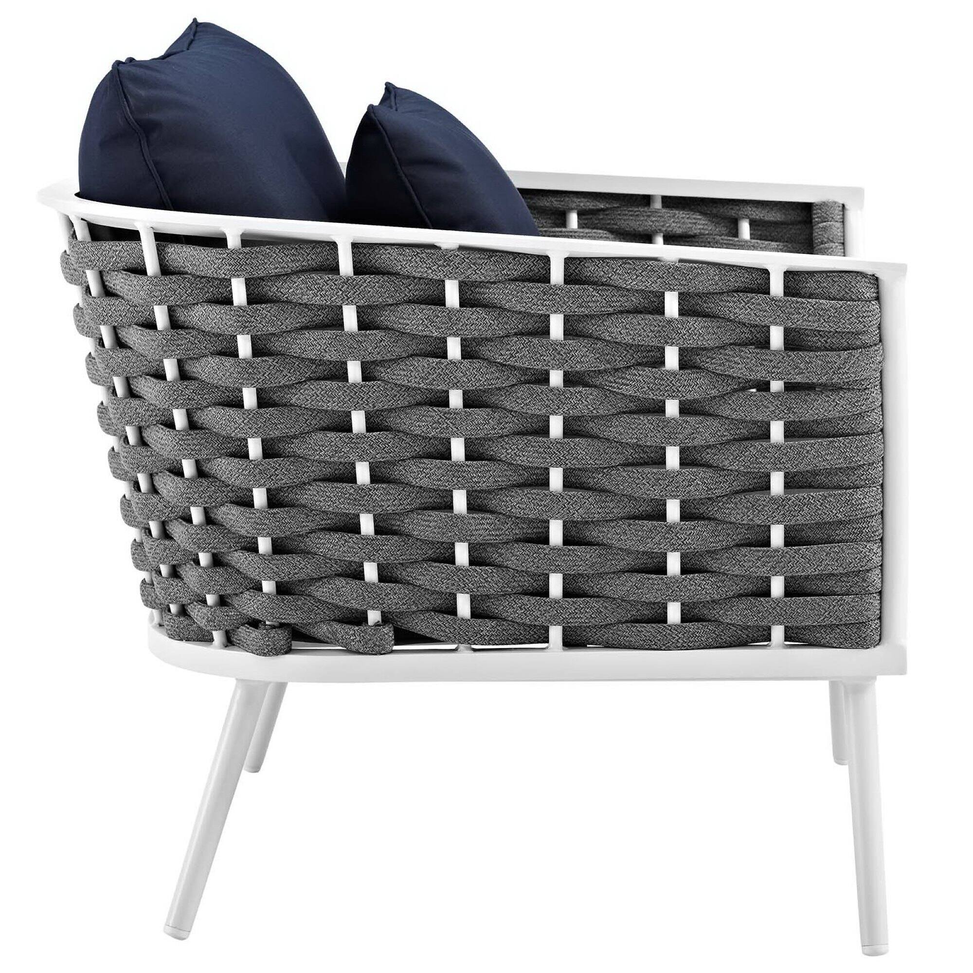 Left. Modway - Stance Outdoor Patio Aluminum Armchair by Modway - White Navy.