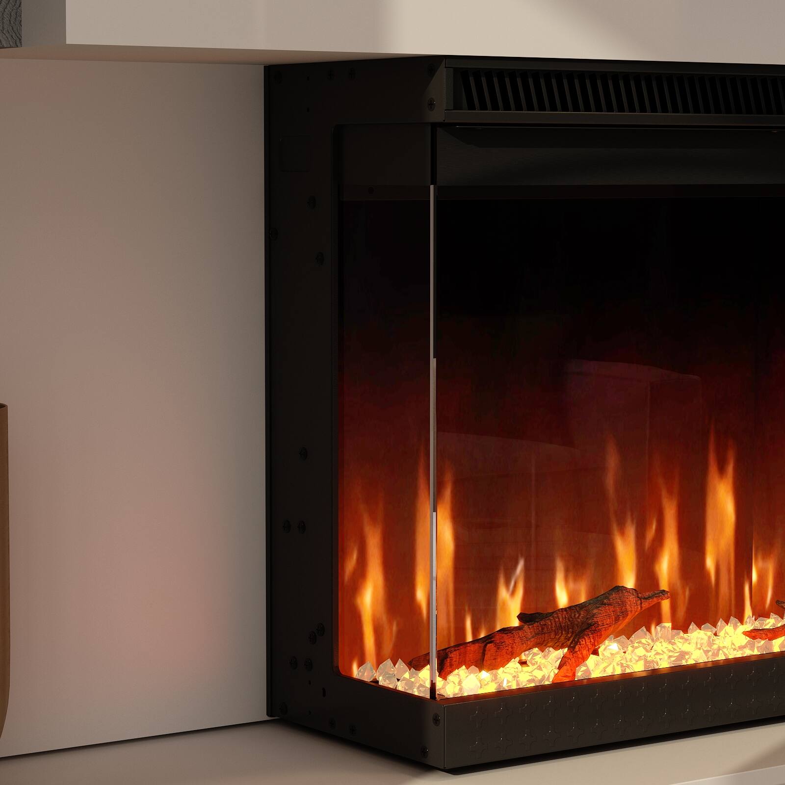 Alt View 5. FUFU&GAGA - 50" 3-Sided Holographic Electric Fireplace with WiFi App Control 12 Flame Colors Timer & Dual Heat Settings - Black.