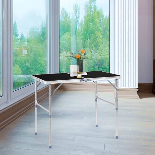Alt View 8. Winado - 3FT Portable Folding Camping Table Aluminum with Adjustable Height, Carrying Handle Lightweight for Picnic Party Outdoor - Black.