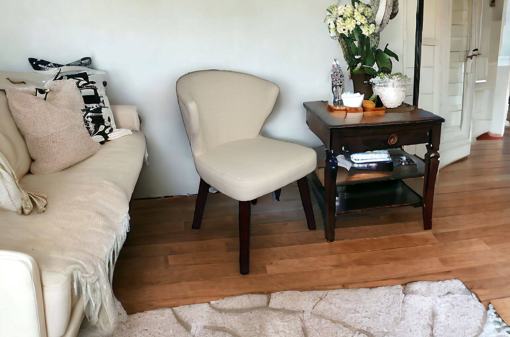 Alt View 2. Hivvago - Hivvago 21 Inch Linen Blend Side Chair - Cream.