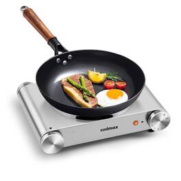 Cusimax - 1500W Single Burner Electric Stainless Steel Temper Control Hot Plate For Types Cookware RV Home Camping Coffee - Silver