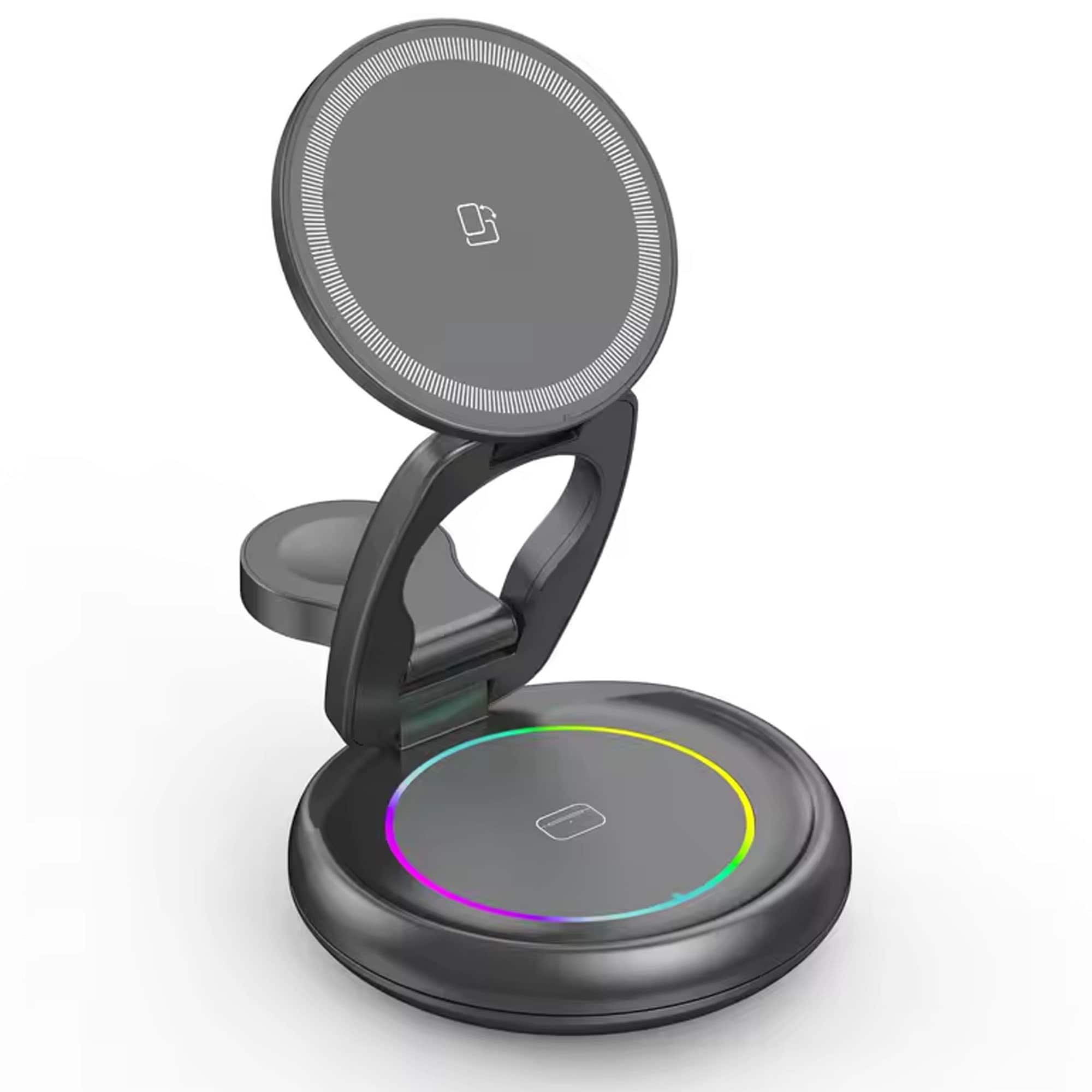 YONWAY - Travel Wireless Charger Station, 3-in-1 Magnetic Foldable Charging Stand for iPhone, Apple Watch, Airpods