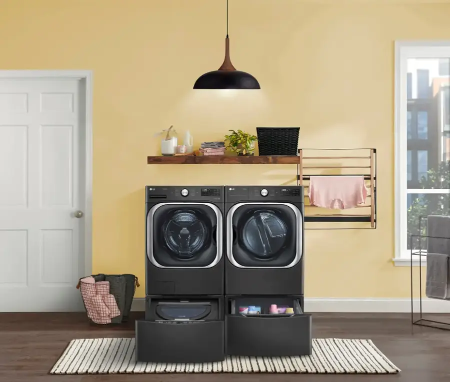 Alt View 22. LG - 5.2 Cu. Ft. High-Efficiency Stackable Smart Front Load Washer with Steam and TurboWash - Black Steel.
