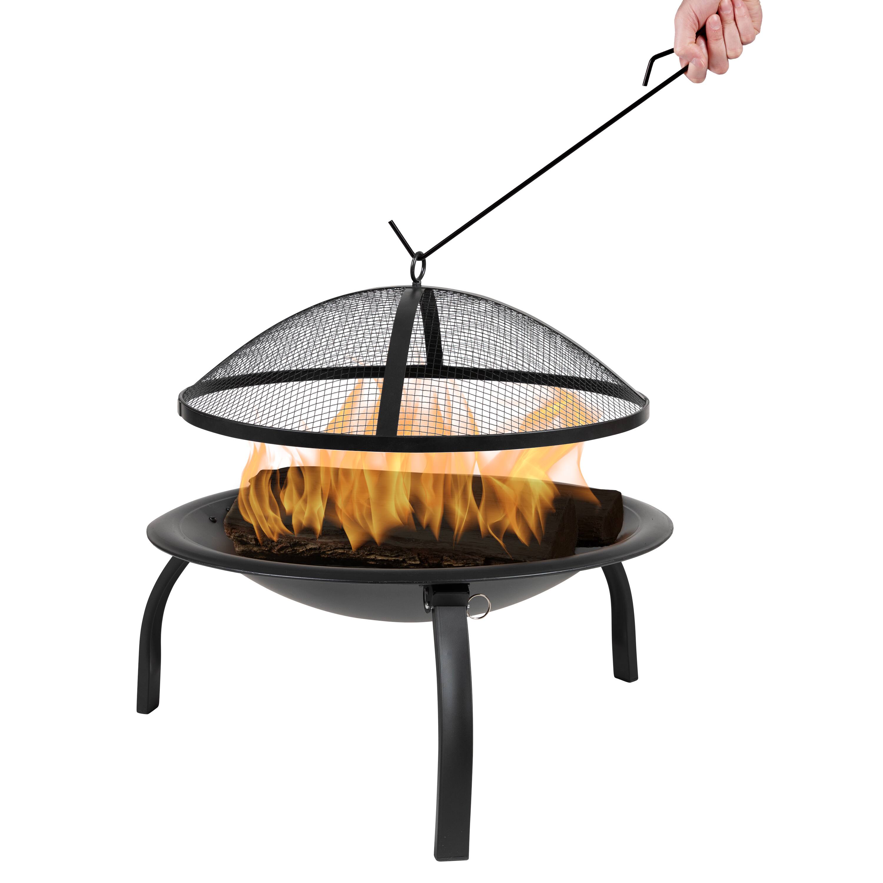 Alt View 8. Emma + Oliver - 22.5" Iron Foldable Wood Burning Outdoor Firepit with Mesh Screen & Poker - Black.