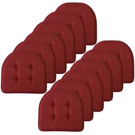 Sweet Home Collection - Solid Color U Shaped Memory Foam 17" x 16" Chair Cushions, 12-Pack - Wine