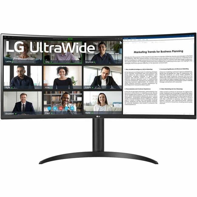 LG - 34BR55QC-B 34" Class UWQHD Curved Screen LCD Monitor - 21:9 - Textured TAA Compliant - 34" Viewable - Black