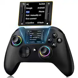 Reds Spade - Interactive Screen Wireless Gaming Controller Compatible With Pc ps4 switch android ios 4 Buttons Turbo - Black