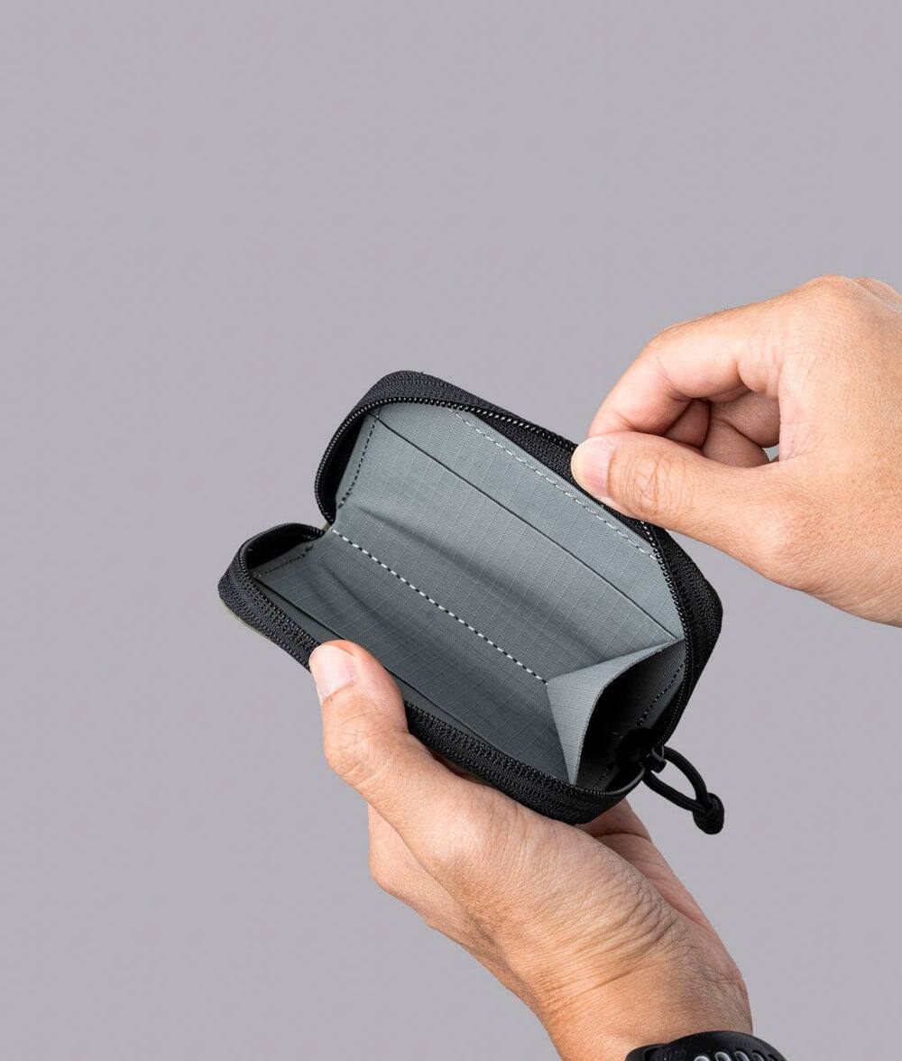 Alt View 1. ALPAKA - Zip Coin Wallet with RFID Protection, Water-Resistant Compact Card & Coin Holder - Green Axogrid 210D.