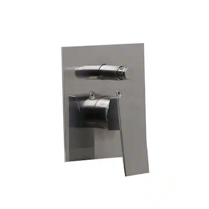 Front. Alfi - Brushed Nickel Shower Valve Mixer with Square Lever Handle and Diverter - Brushed Nickel.
