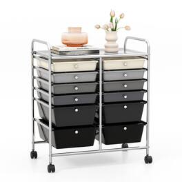 WELLFOR - 12 Drawer Rolling Storage Cart, Drawer Organizer with Wheels, Scrapbook Paper Office School Organizer - Gradient Gray