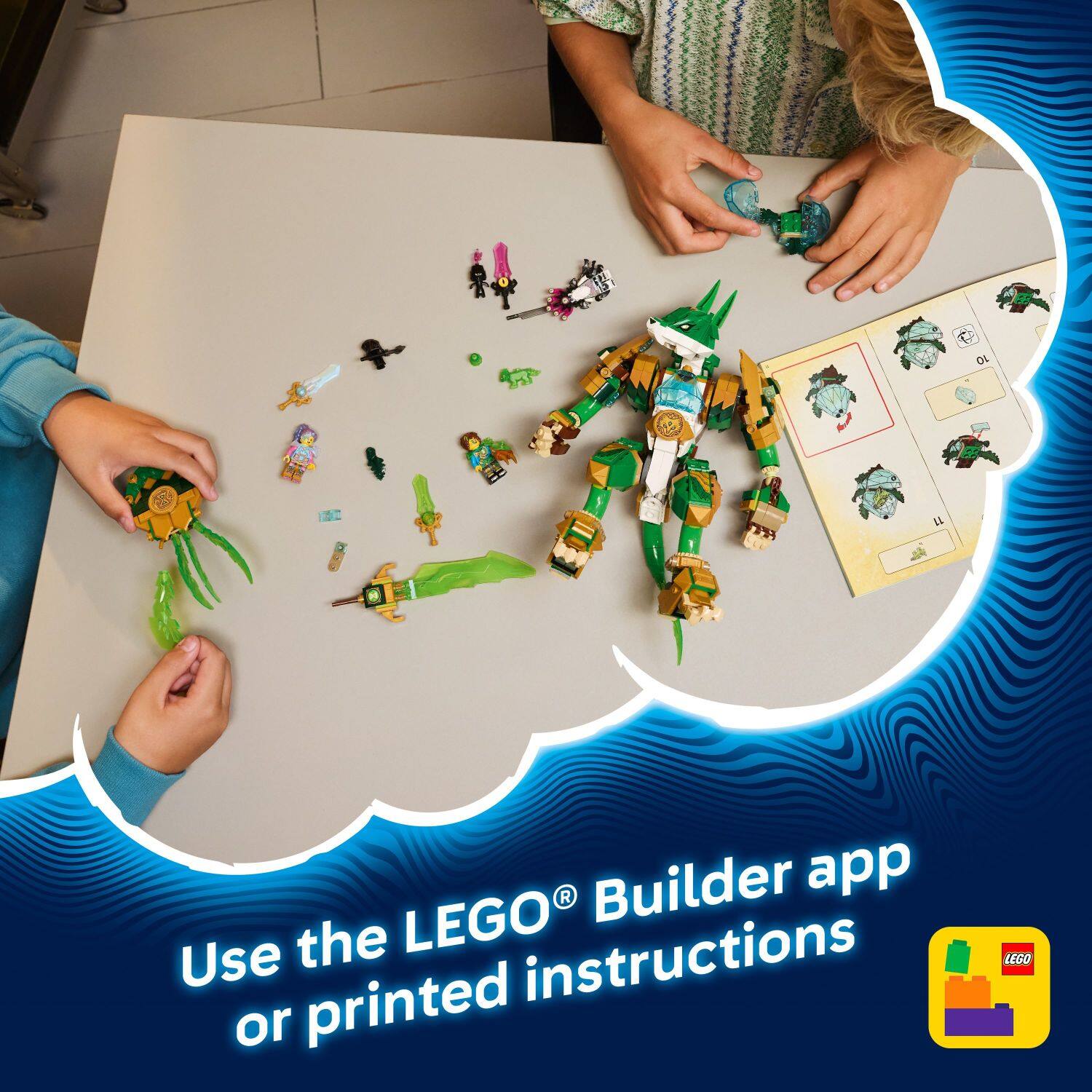 Use the LEGO® Builder app or printed instructions