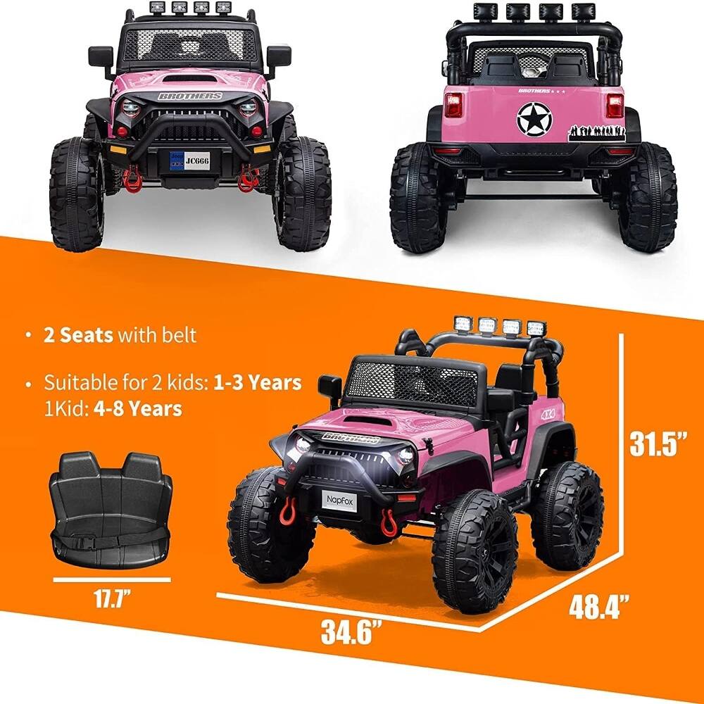 BROTHERS  
BROTHERS  
JC666  
2 Seats with belt  
Suitable for 2 kids: 1-3 Years  
1 Kid: 4-8 Years  
414  
31.5"  
Napfox  
17.7"  
34.6"  
48.4"