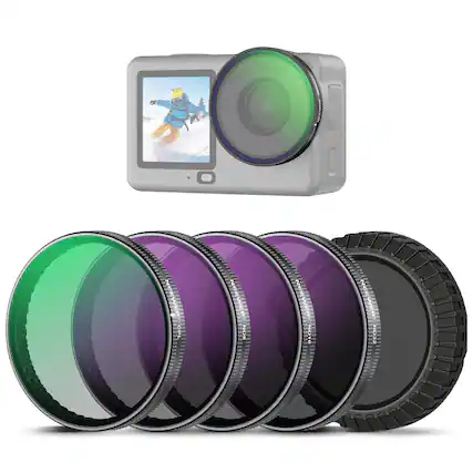 Front. Neewer - DJI Osmo Action 6 Snap-On ND/CPL 4PK - Black.