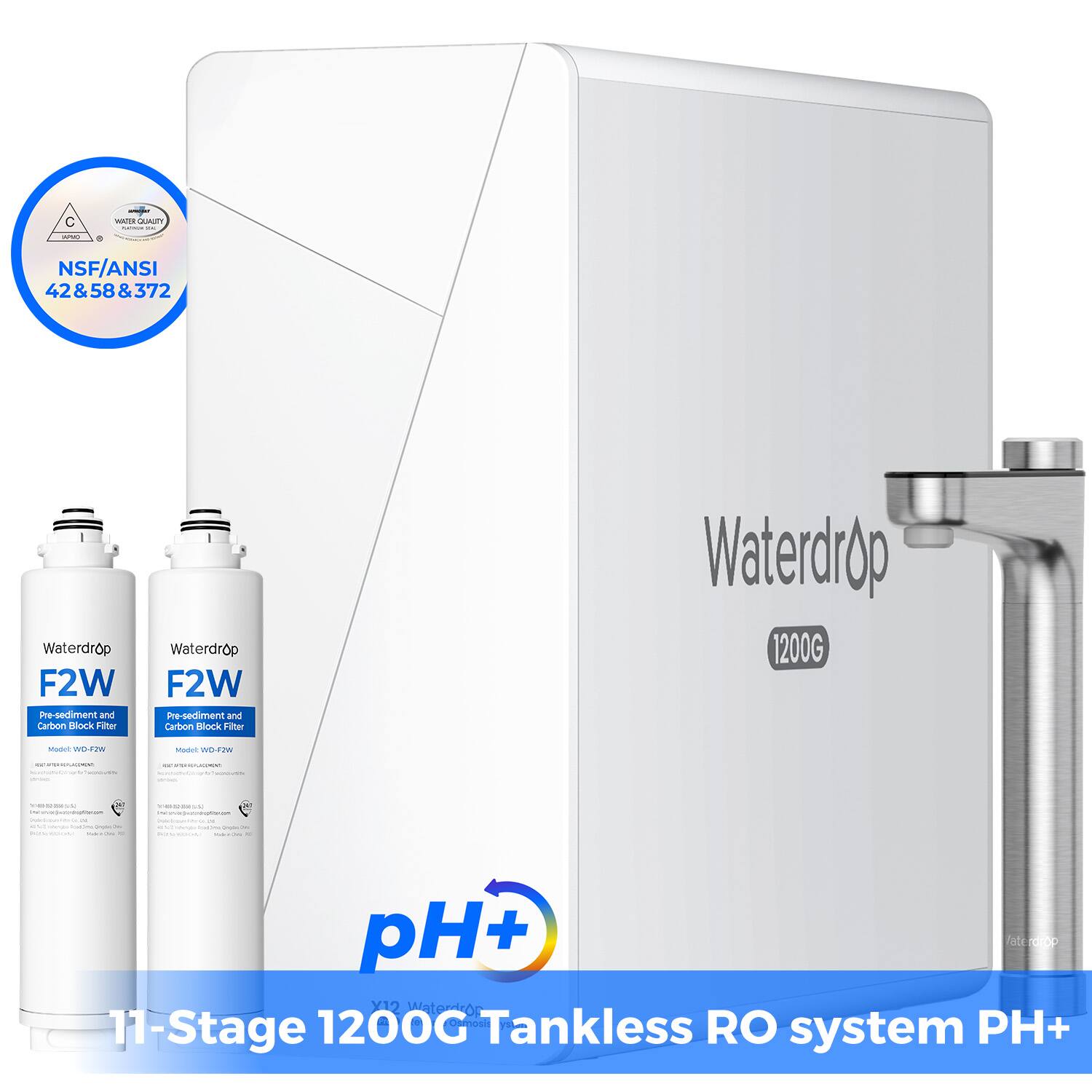 C - SUALEY  
NSF/ANSI 42&58&372  
Waterdrop F2W Pre-sediment and Carbon Block Filter  
Waterdrop F2W Pre-sediment and Carbon Block Filter  
Waterdrop 1200G Tankless RO PH+  
11-Stage system