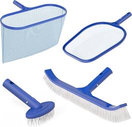 Winado - 4-in-1 Pool Cleaning Kit w/ Pool Net, Brush, Skimmer Net, SPA Brush, Maintenance Tools for Inground Above Ground Pool - Blue