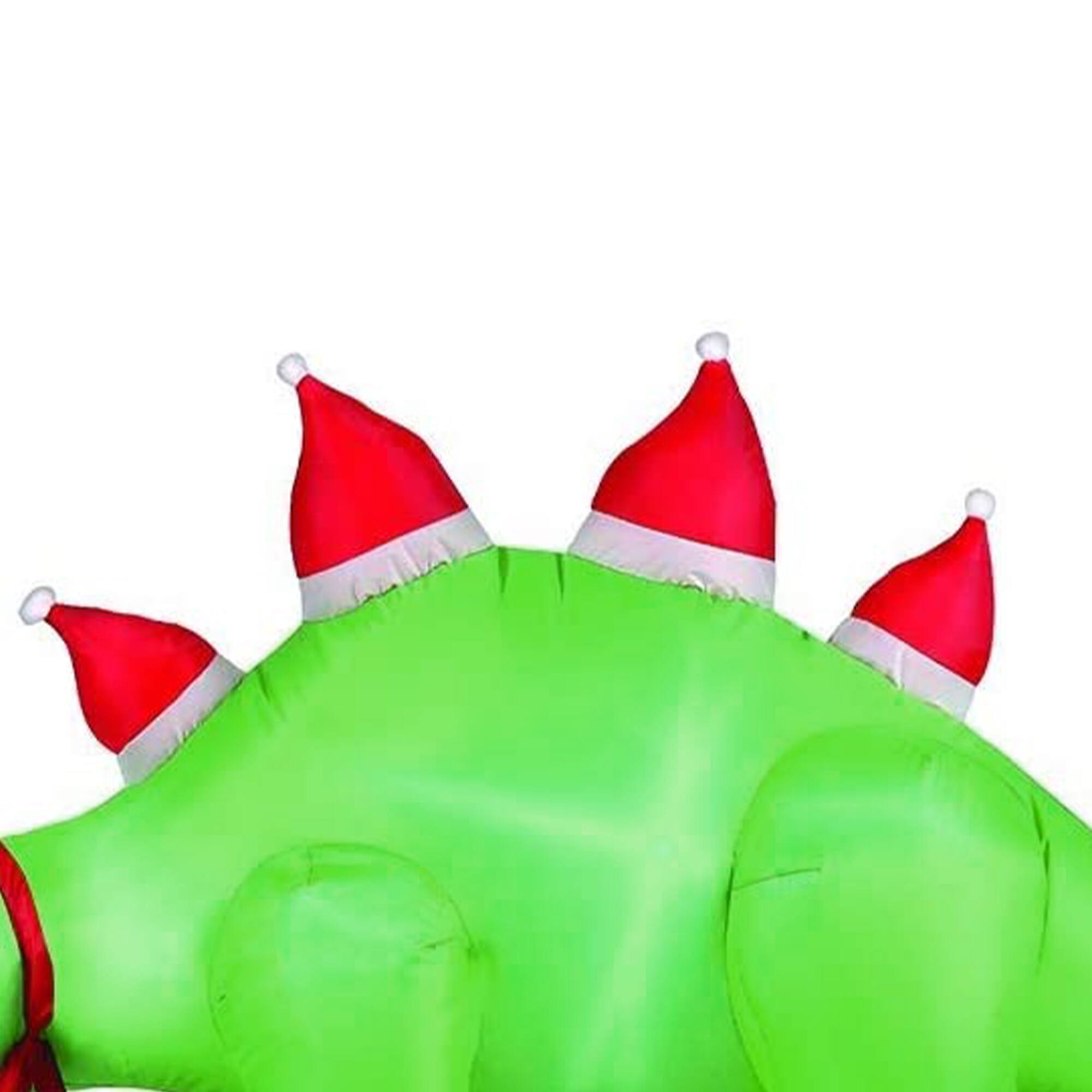 Alt View 10. Occasions - Occasions Air Flowz 5 Foot Inflatable Stegosaurus w/ Santa Hats Yard Decoration - Green.