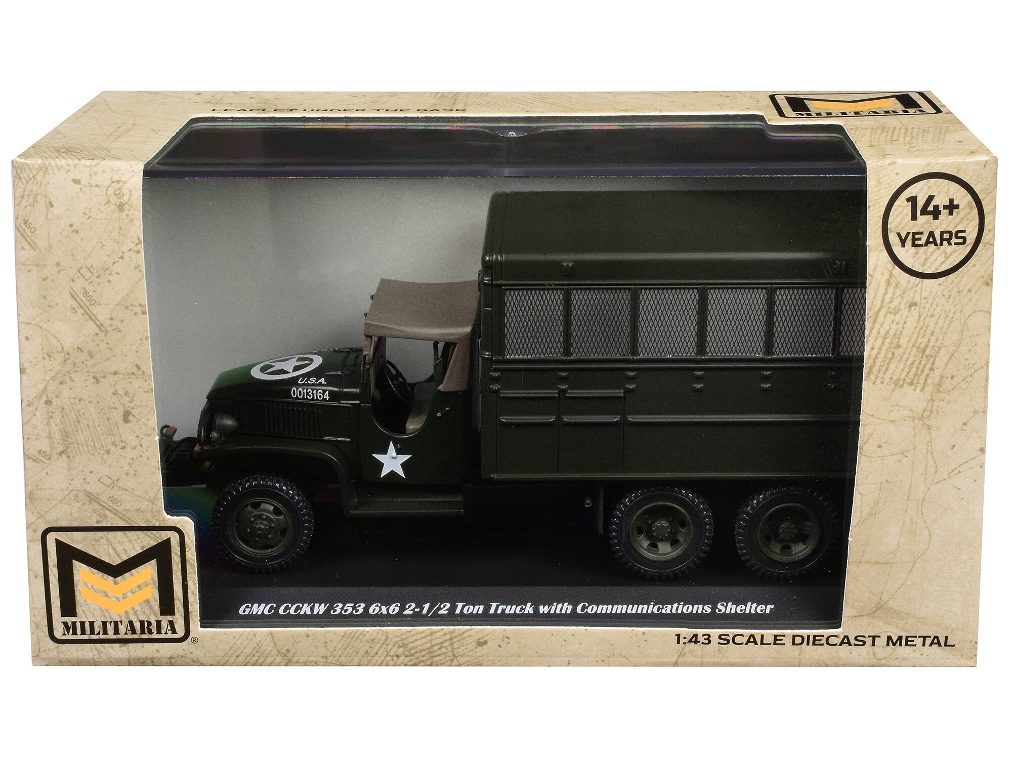MIN US E OSP 14+ YEARS CP U.S.A. 0013164 M MILITARIA 00 GMC CCKW 353 6x6 2-1/2 Ton Truck with Communications Shelter 1:43 SCALE DIECAST METAL
