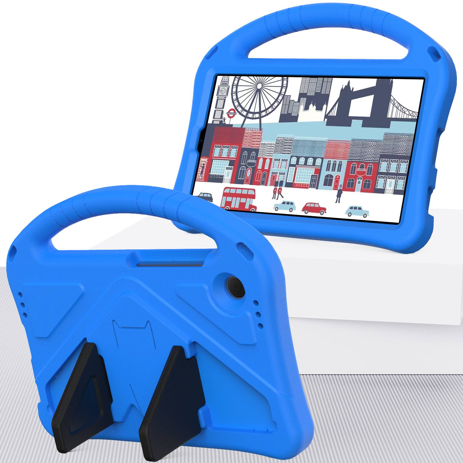 Angle. Dteck - For Samsung Galaxy Tab A11/Samsung Galaxy Tab A9 8.7'' Lightweight EVA Shockproof Handle Stand Kids Case Cover - Blue.