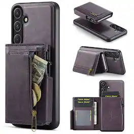 Dteck - 2-in-1 Magnetic Wallet Case for Samsung Galaxy S26,RFID PU Leather Shockproof Cover with Pop-Up Card Holder - Purple