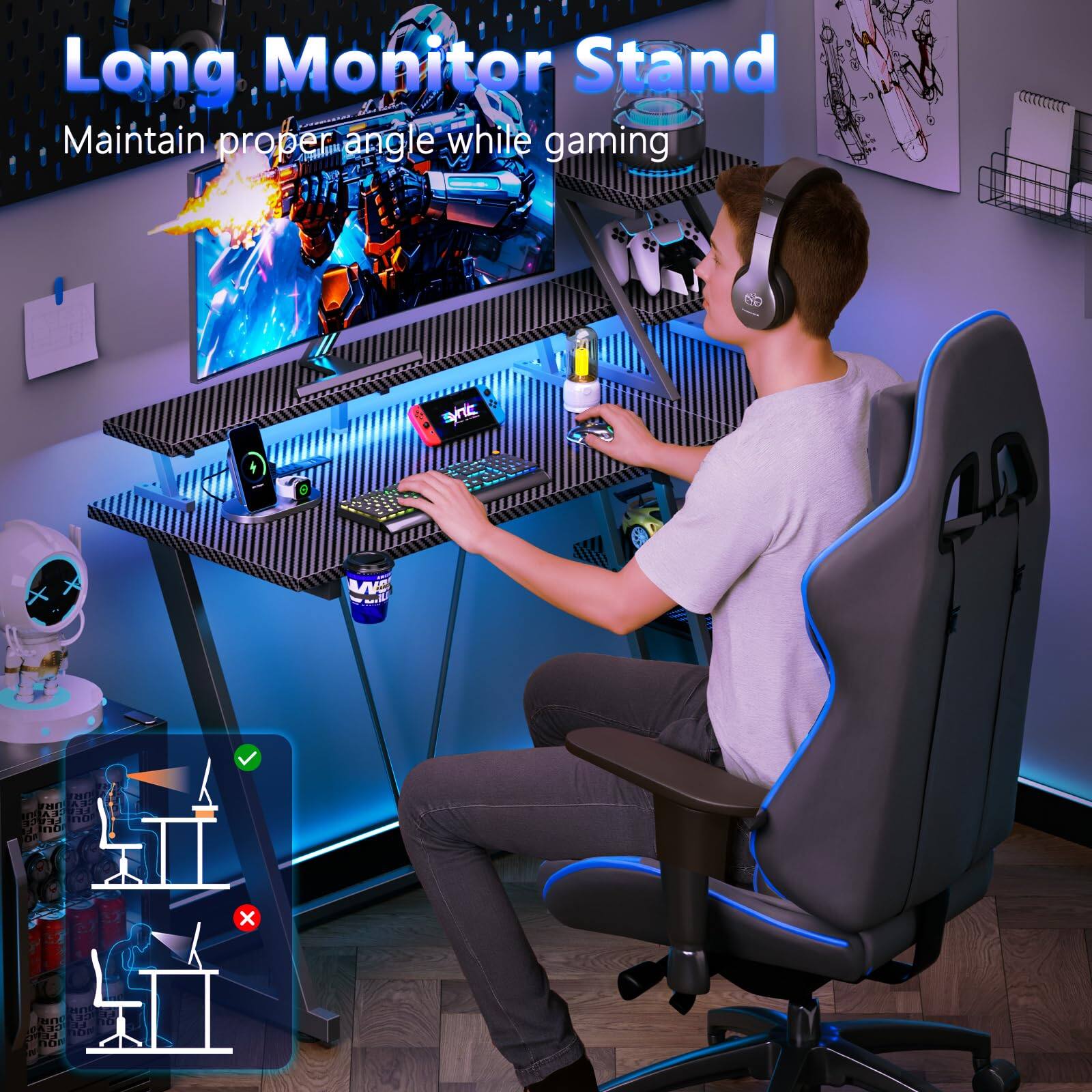 Long Monitor Stand  
Maintain proper angle while gaming