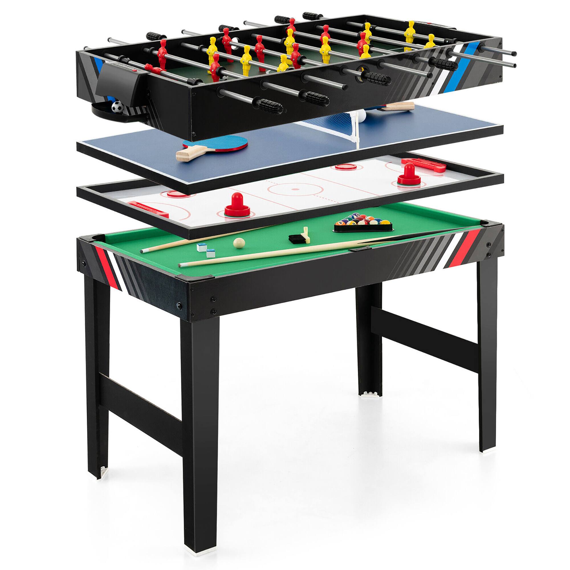 Alt View 2. Gymax - Gymax 4-in-1 Multi Game Table 49'' Combo Game Set W/Soccer Billiards for Home Play Room - Black.