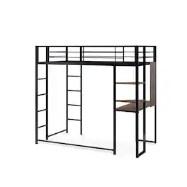 East West Furniture - BUTLBLK Buckland Twin Loft Bed in powder coating color - Black