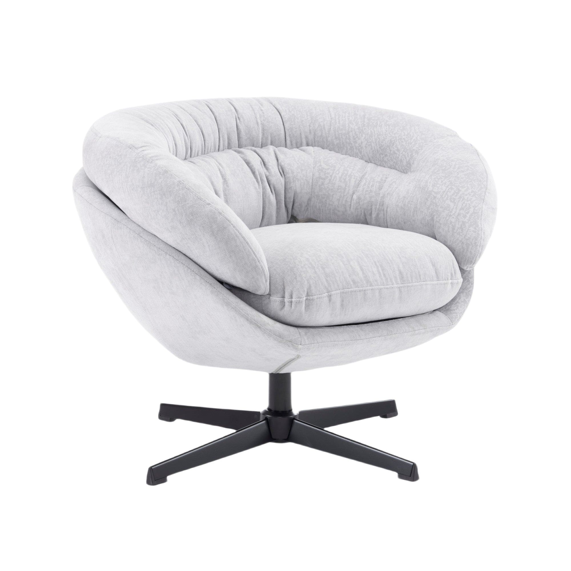 Boyel Living - Modern Chenille Round Swivel Office Chair with Removable Cushion. Black Metal Base - Gray