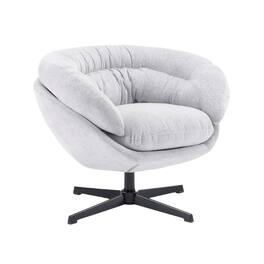 Boyel Living - Modern Chenille Round Swivel Office Chair with Removable Cushion. Black Metal Base - Gray